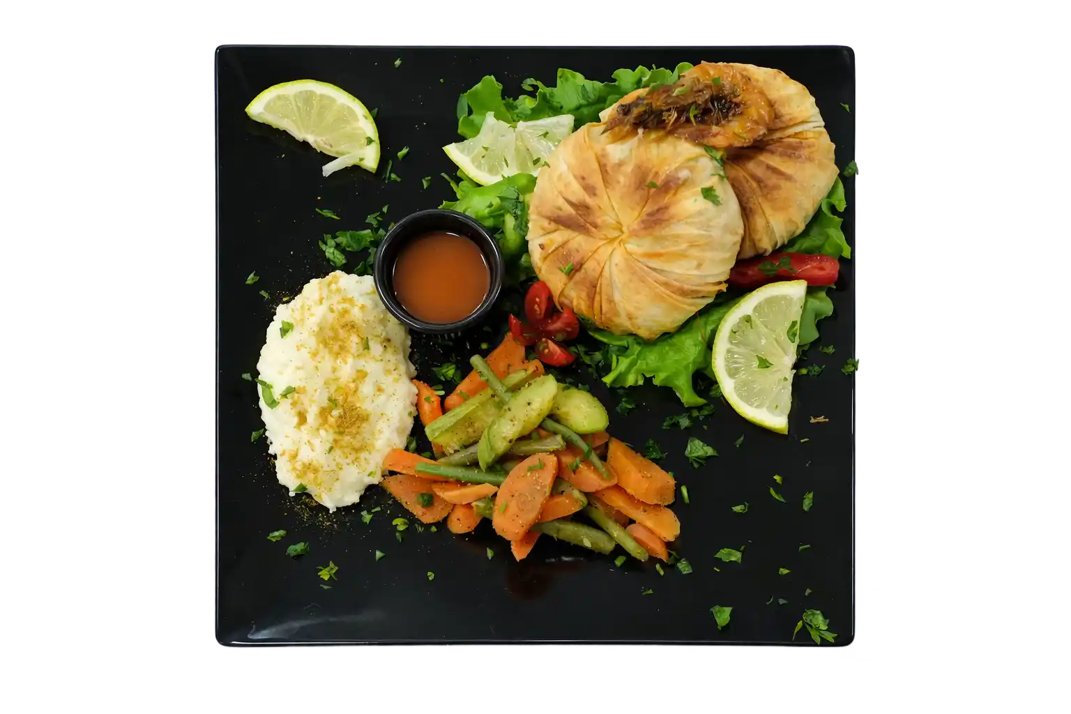 Plat gastronomique raffiné et coloré